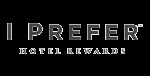 The image shows the "I Prefer Hotel Rewards" logo in black text on a transparent background. logo on footer section. Link to external website.