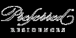 The image shows a logo with the text "Preferred RESIDENCES" in an elegant font. logo on footer section.