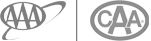 The image shows two round logos side by side, one with "AAA" and the other with "CAA," both enclosed in a circular design.