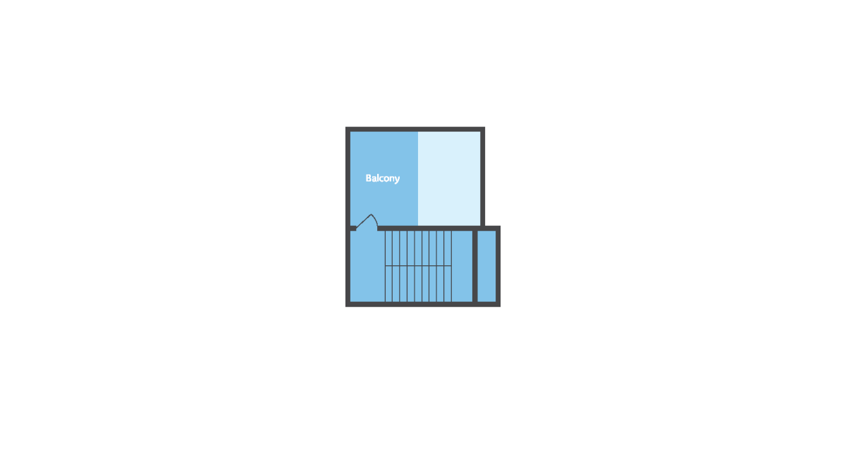 Ocean Waves 3rd-floor layout with a small balcony and room areas shown in a simple blue floor plan diagram.