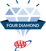 The image shows a "FOUR DIAMOND" emblem with a large diamond and a red AAA logo beneath it.